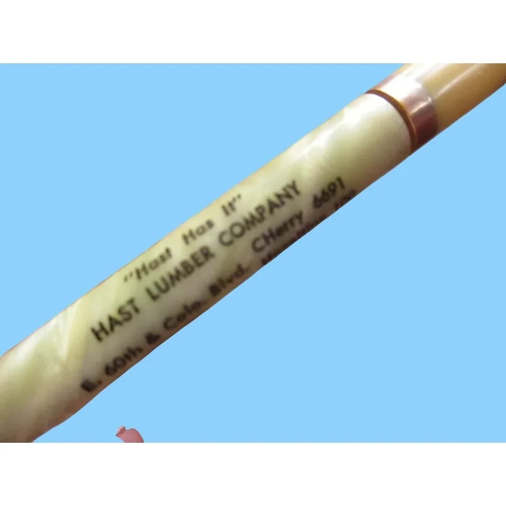 Vintage Ritepoint Advertising Pencil Hast Lumber Co. Yellow Swirl Barrel